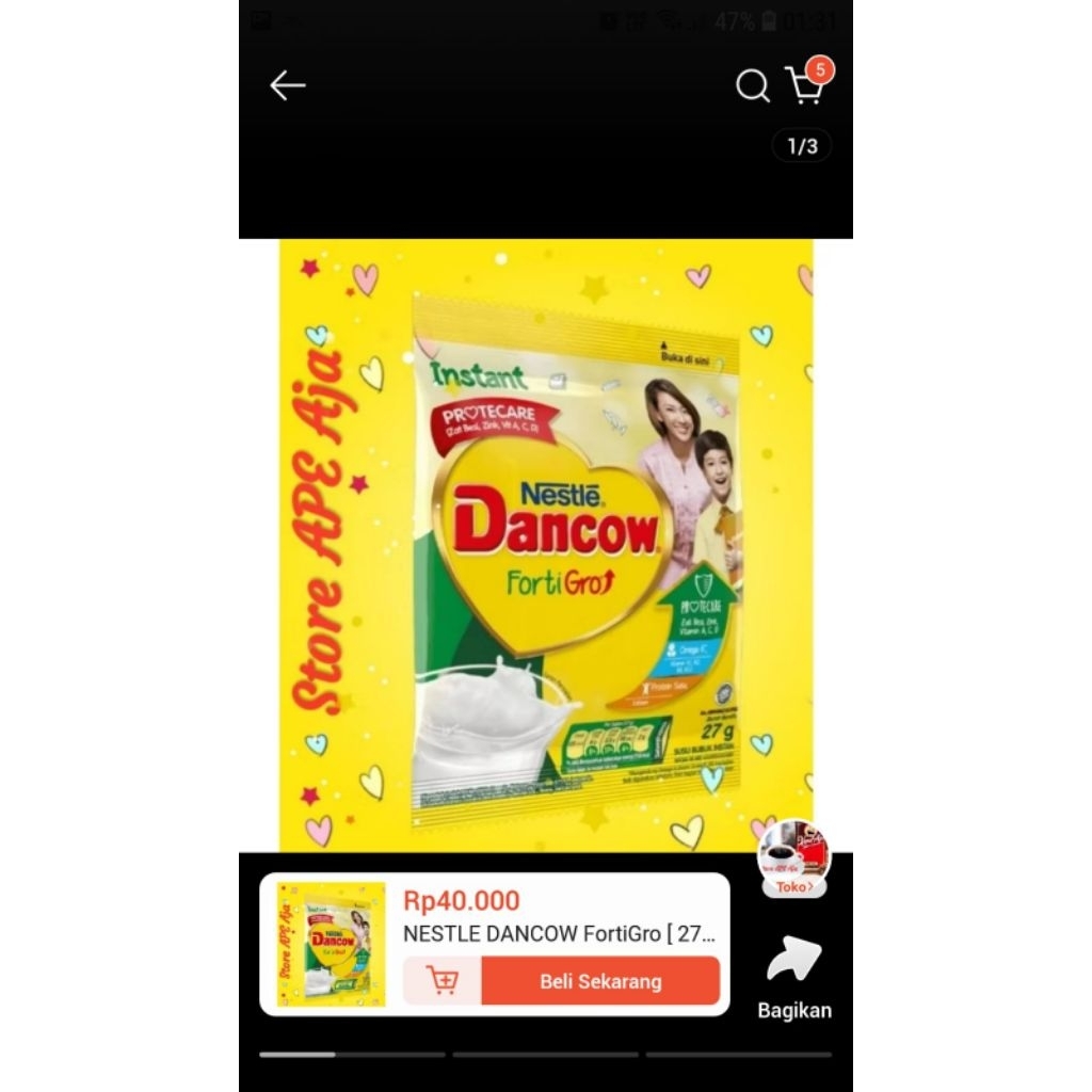 

NESTLE DANCOW FORTIGRO [ 27gr X 10 Sachet ]