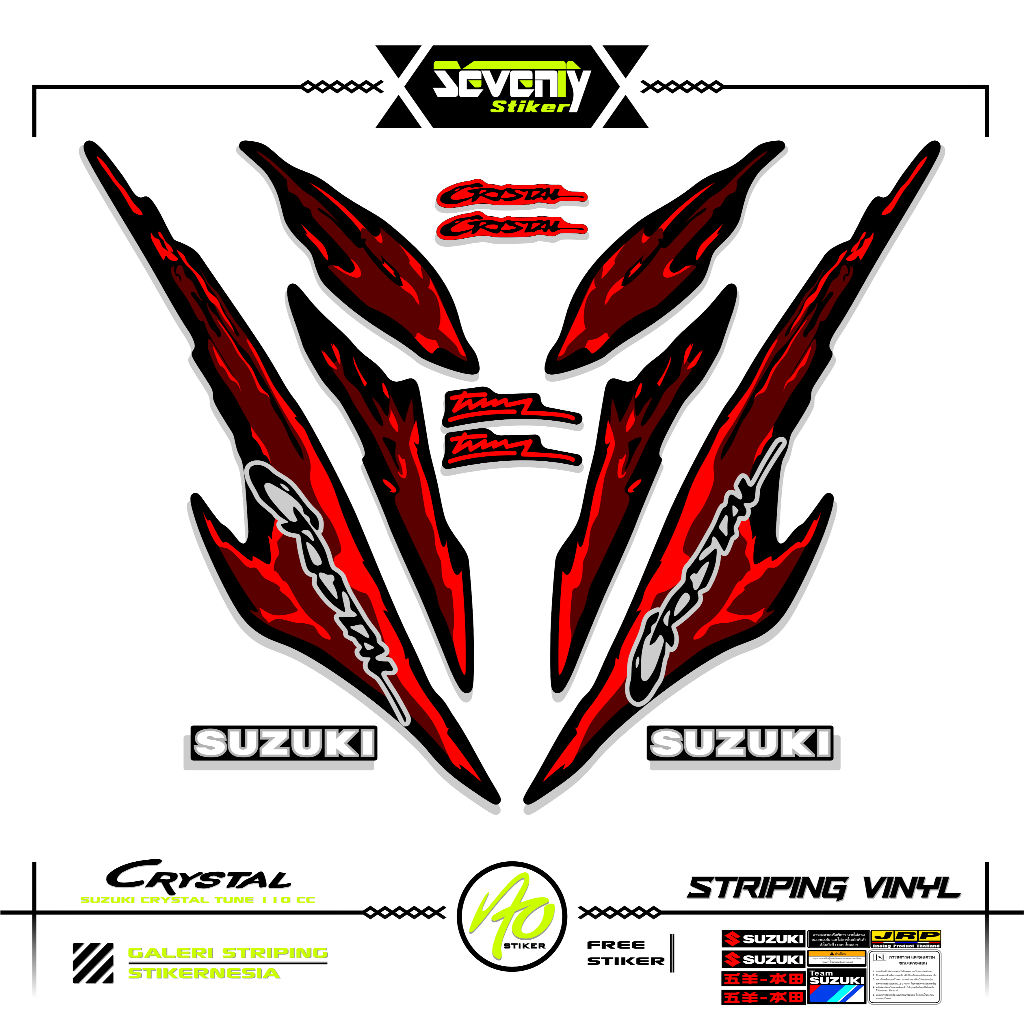 STRIPING SUZUKI CRYSTAL TUNE MOTIF X41 STICKER CRYSTAL TUNE CUSTOM STIKER LIS BODY MOTOR CRYSTAL ORI