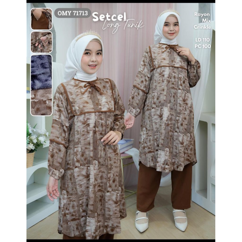 Setelan Panjang Tunik Setlong Rayon Premium