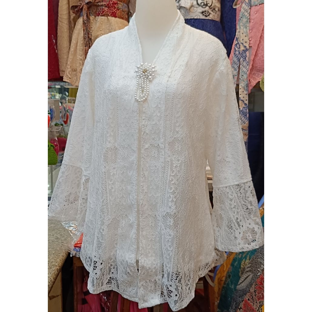 TERLARIS ATASAN KEBAYA WANITA KHUSUS PUTIH MODEL LENGGAN TROMPET KEBAYA MODERN