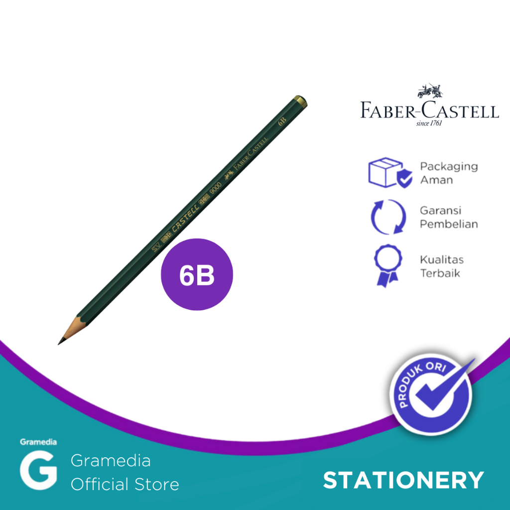 

Gramedia Pekanbaru-FABER CASTELL PENCIL 9000 6B/PC