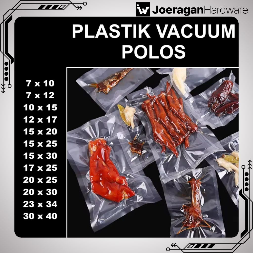 Joeragan Plastik Vacuum Polos Ukuran Besar Kecil Satuan Vacum Sealer Bag Makanan