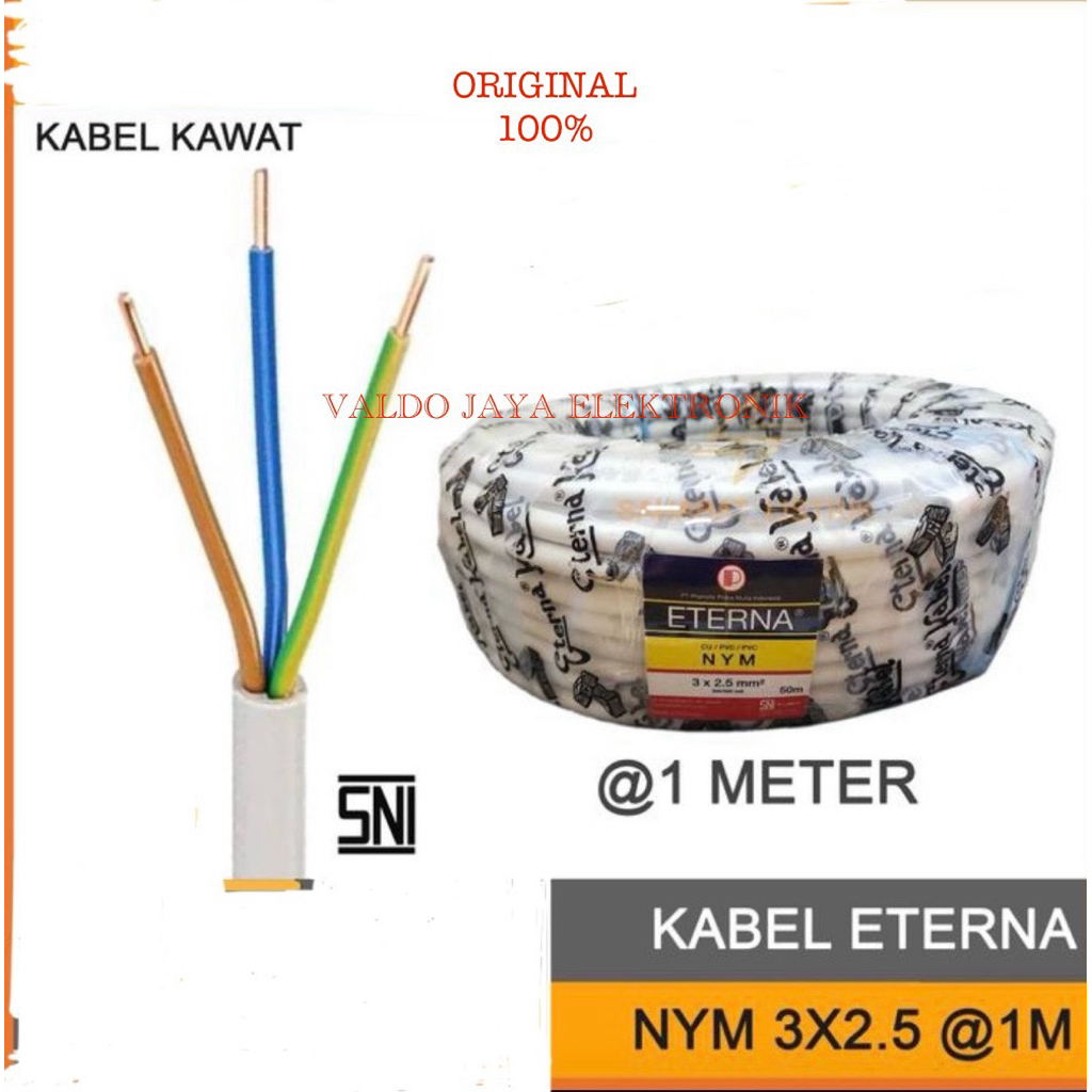 ETERNA Kabel Listrik Kawat isi 3 Meteran NYM 3x2.5 Kabel Eterna Kabel Kawat