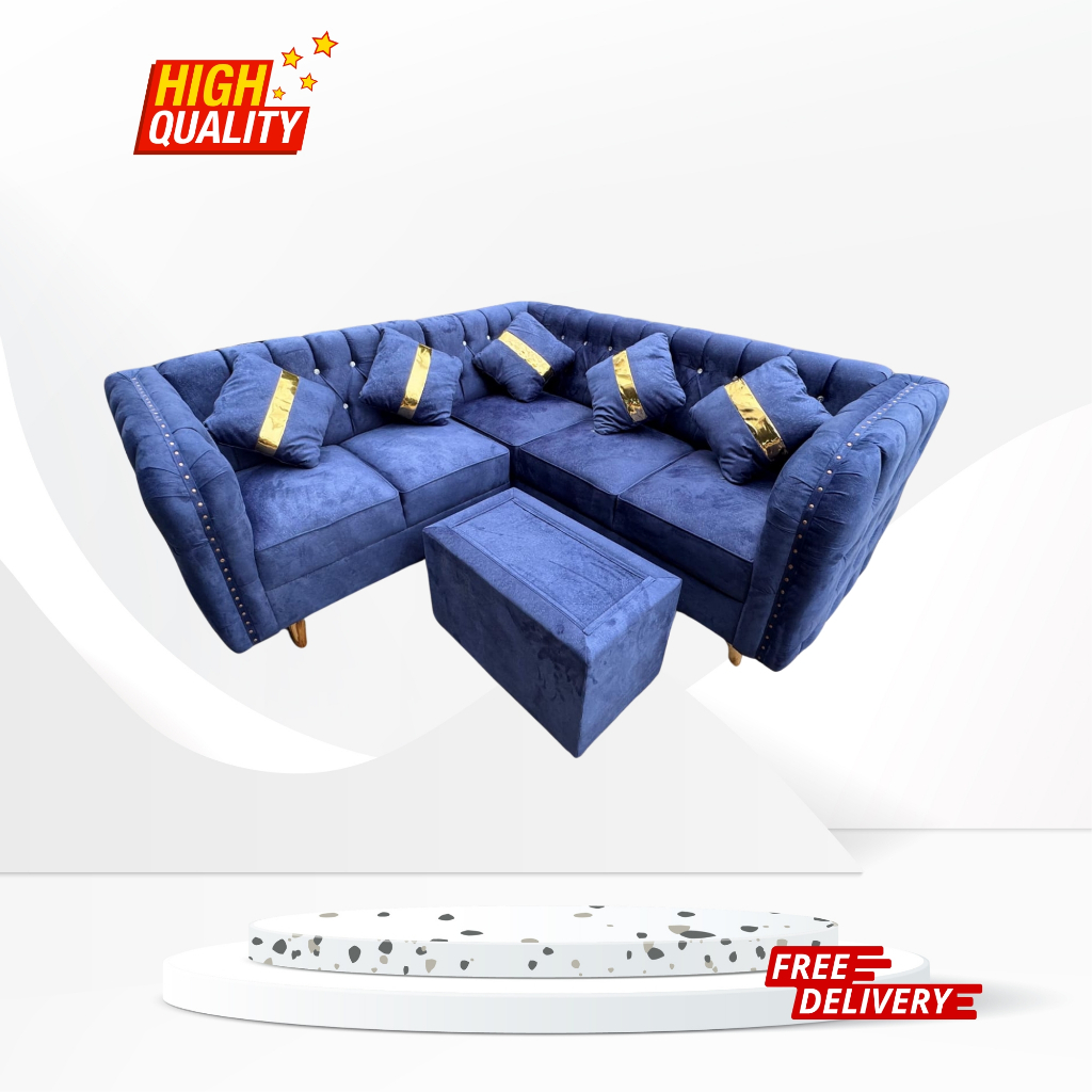 sofa l sudut minimalis safir bludru