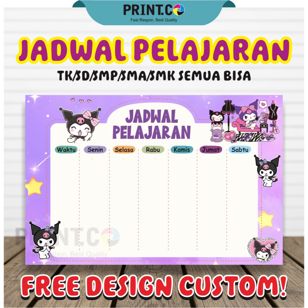 

Jadwal Pelajaran FREE Desain suka-sukamu / jadwal Pelajaran Anak / Jawal Pelajaran Custom Design / Jadwal Pelajaran Lucu / Jadwal Pelajaran MURAH / Jadwal Pelajaran Sehari Jadi
