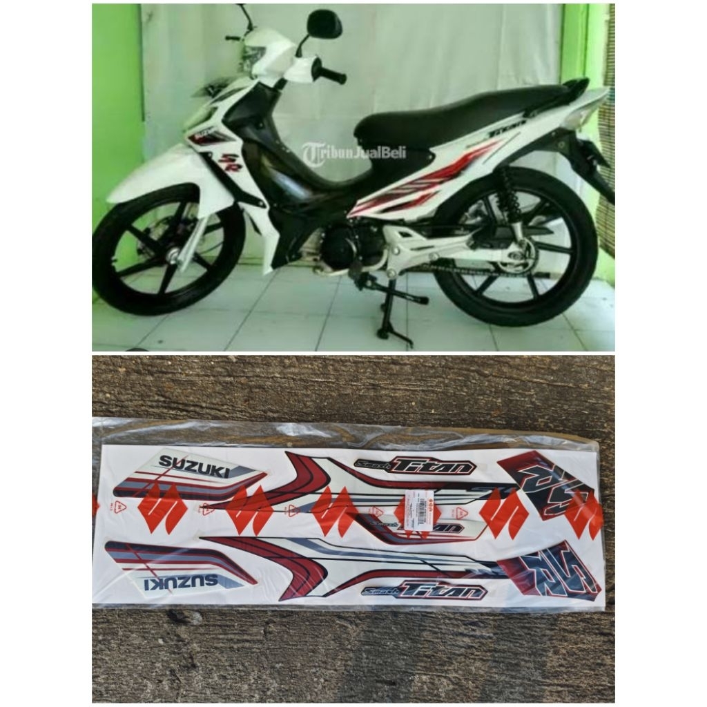 stripping striping stiker sticker Suzuki smash titan SR putih merah ori sgp