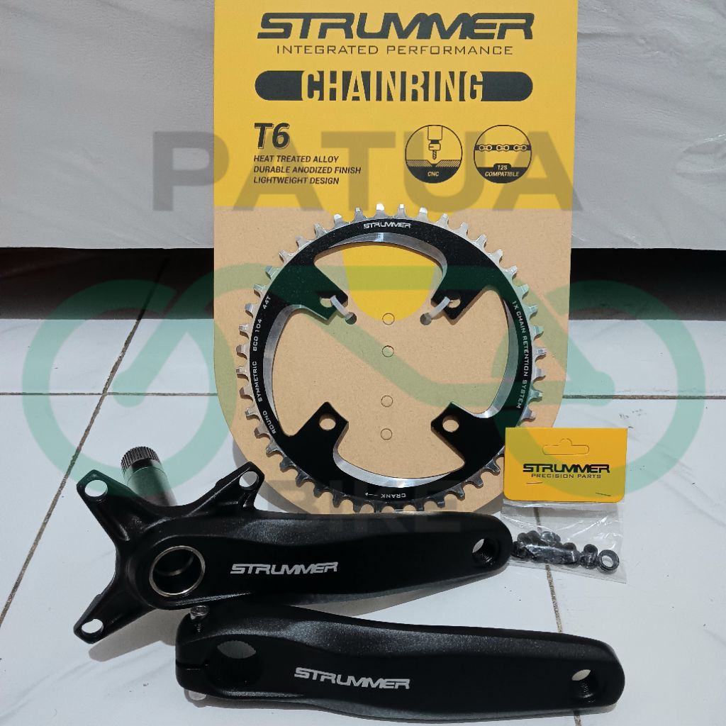Crank / Gowesan Strummer CW-098 HT2 (Hollow Tech 2) BCD 104 Symetric Arm 165 mm Sepeda Fixie / Road 