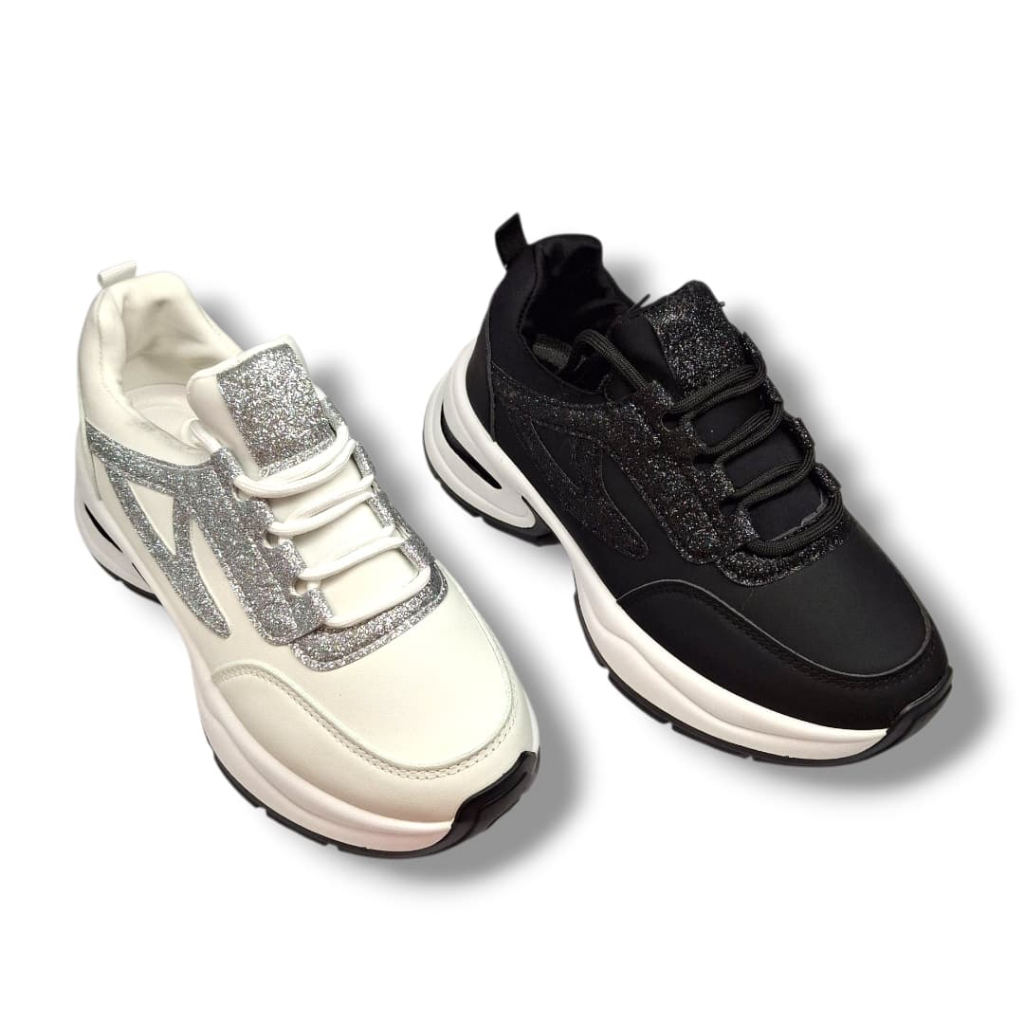 Steve & Co S1372-LB Sepatu Sneakers Hitam,Putih