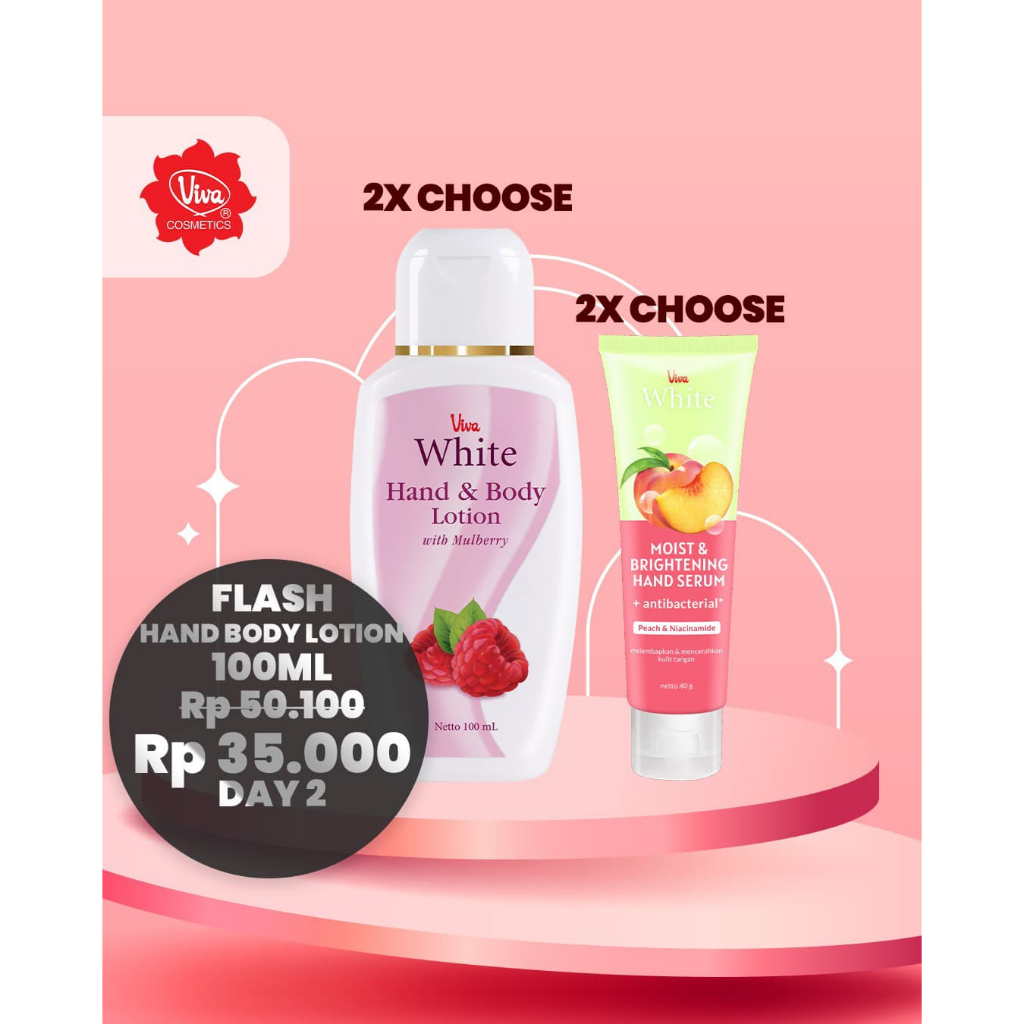 Paket 2 Viva White Hand Serum, 2 Viva White Hand & Body Lotion Viva Cosmetics