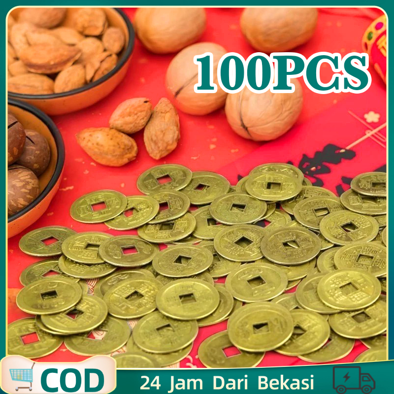 100pcs Koin Cina  Koin Fengshui 2 Sisi  Koin Keberuntungan Koin Cina  Kuno China Logam Ukuran 1cm