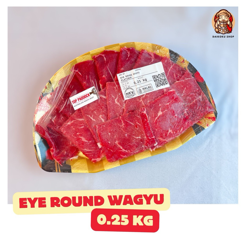 

Frozen Beef Australian EYE ROUND WAGYU PLATINUM Yakiniku Cut 250gr & 500gr