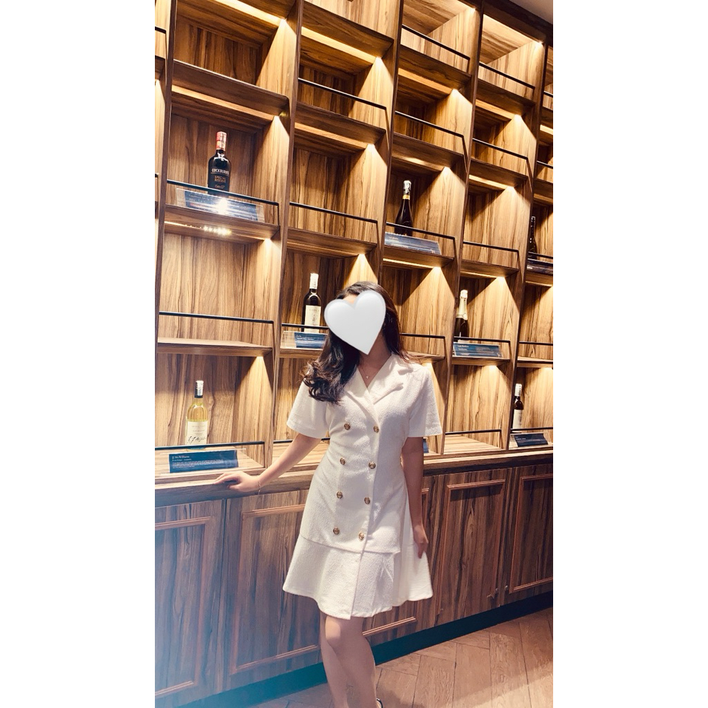 Preloved Dress Tweed Putih