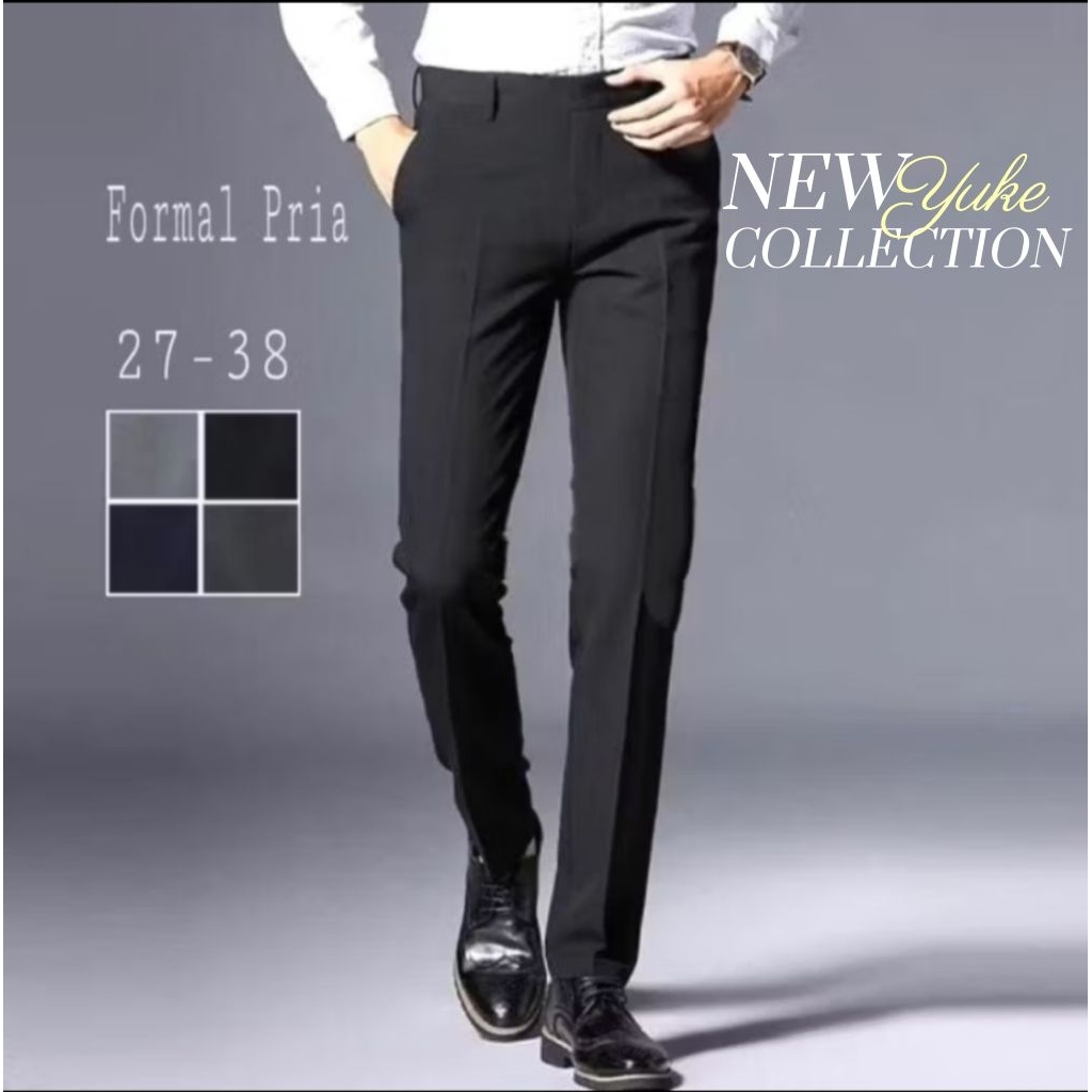 Celana kantor formal pria slimfit semiwoll premium