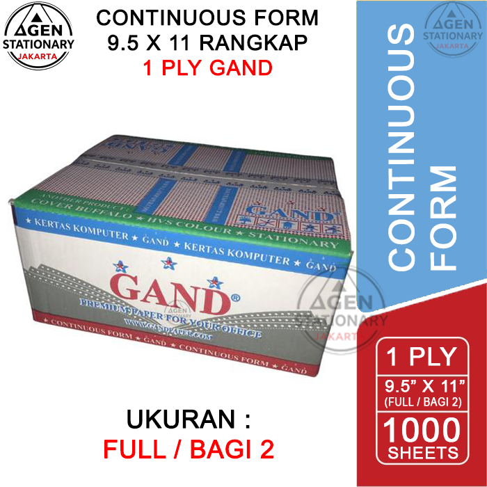 

KERTAS CONTINUOUS FORM GAND 9.5 X 11 1 PLY FULL BAGI 2 FAKTUR SURAT JALAN HVS RANGKAP 1