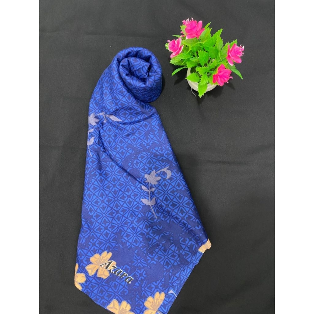 JILBAB SEGI EMPAT MOTIF BUNGA BIRU TUA