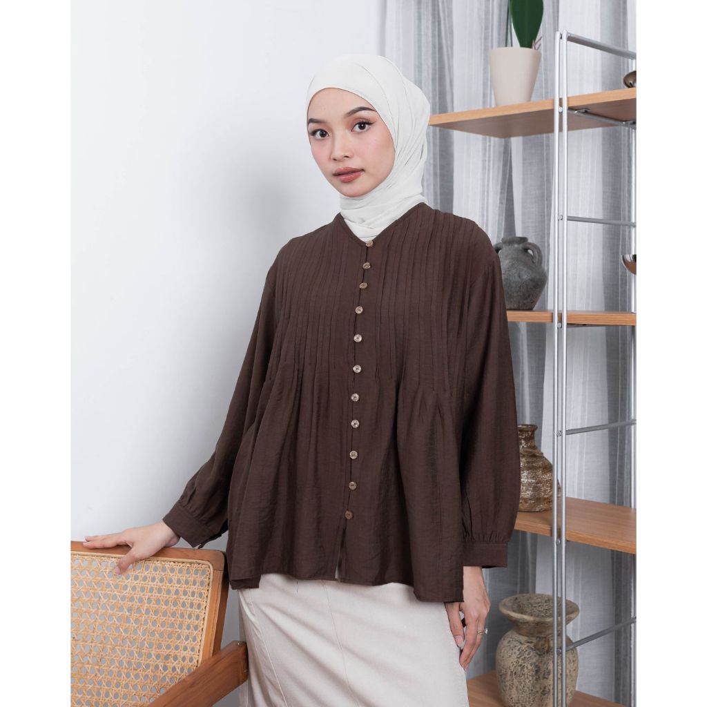 Sellena Blus Wanita Linen Premium