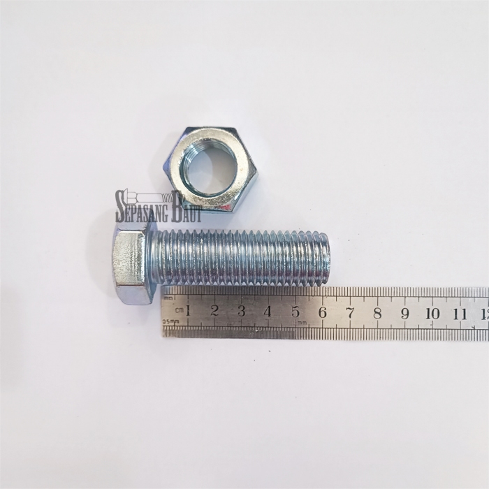 BMP M20 x 60 Baut Mur Hexagon Putih Galvanis M20x60
