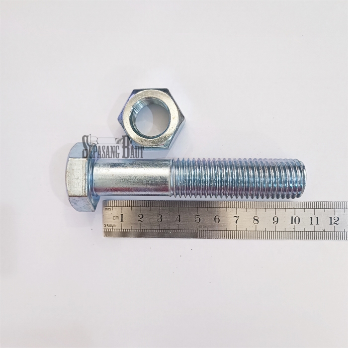 BMP M20 x 100 Baut Mur Hexagon Putih Galvanis M20x100
