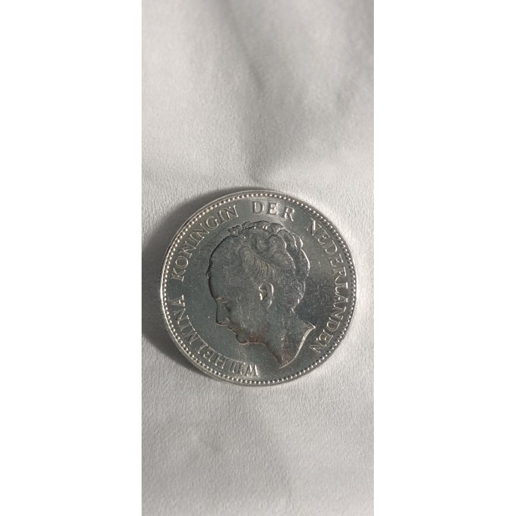 Koin Perak 1 Gulden Wilhelmina TAHUN RANDOM LUSTER/GRESS