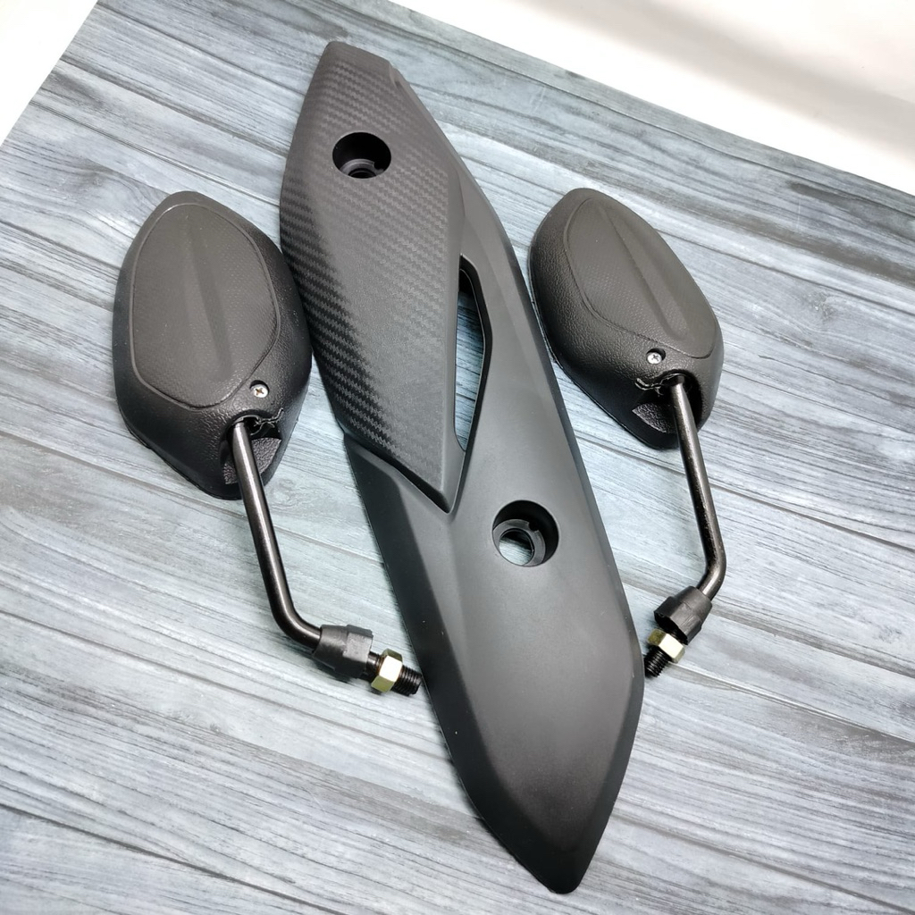 Tutup tameng knalpot beat fi 2015-2018+ spion beat hitam standar ORI panjang