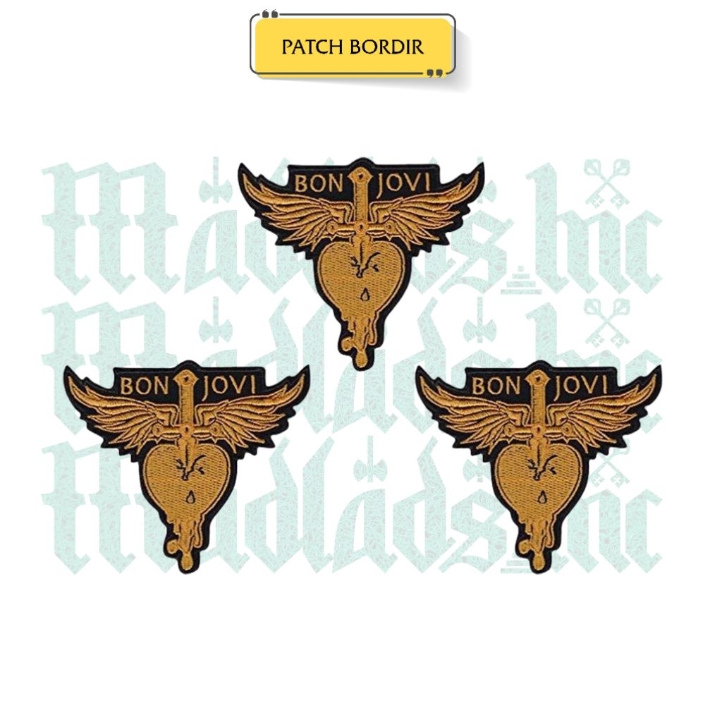 Emblem Patch Bon Jovi Bordir Aksesoris Bordir Emblem Jahit Musik/Karakter/Brand Lucu Logo Iron Patch