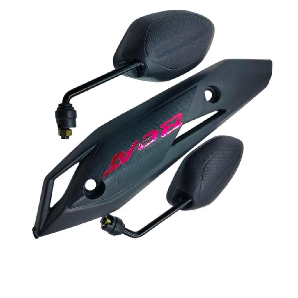 Tutup tameng knalpot beat fi eps 2017-2019+spion beat hitam standar ORI plus logo beat merah