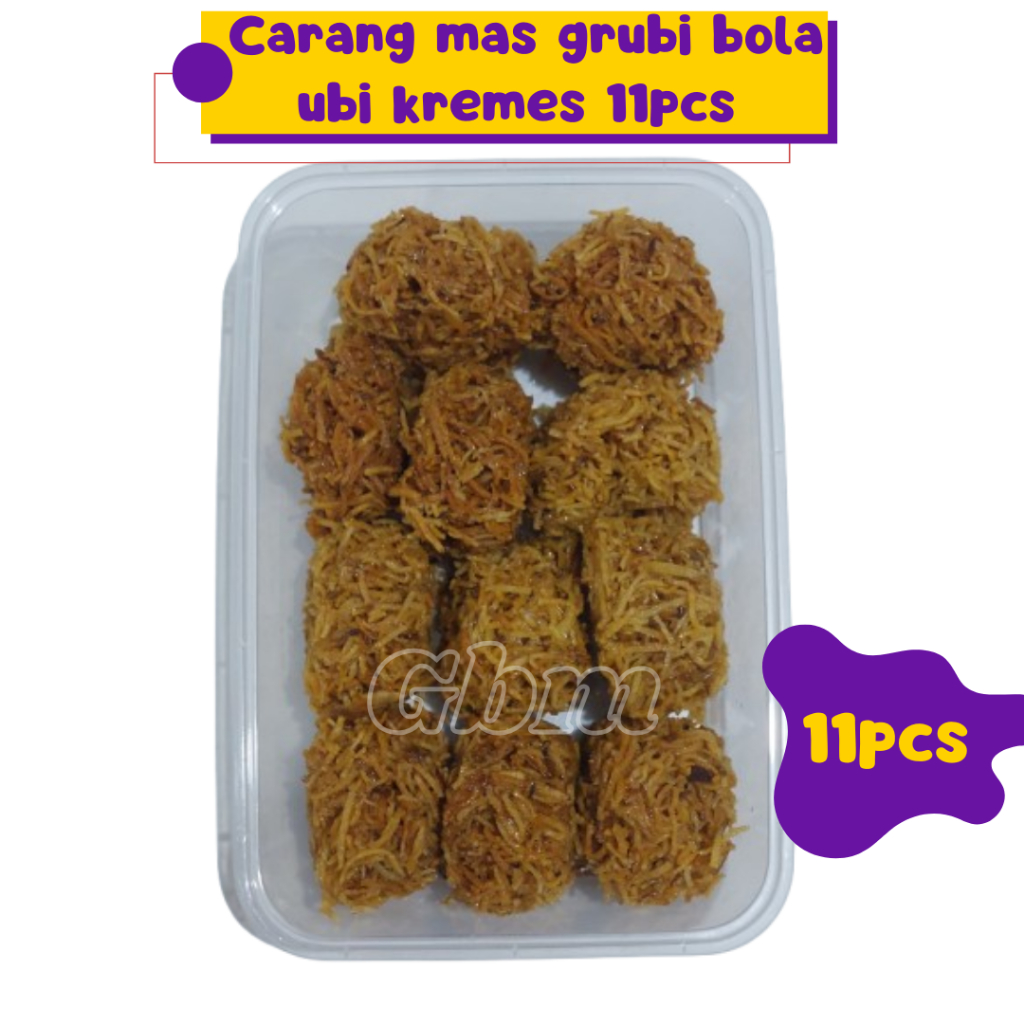 

Carang Mas Grubi Kremes Manis Bola Ubi Manis isi 11pcs kemasan Thinwall snack jadul khas jawa tengah