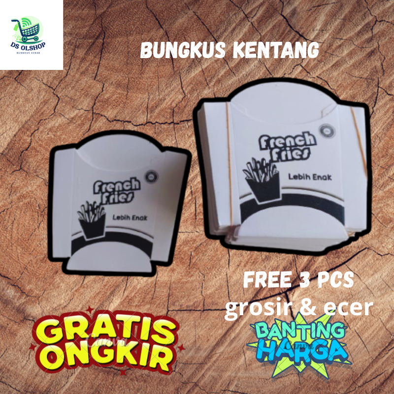 

Isi 100 lembar dus kentang goreng murah bahan ivory grosir ECER dus kentang dus kebab