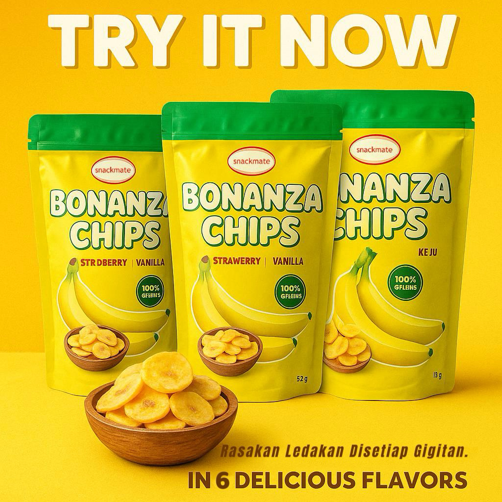 

Bonanza Chips 100gr – Keripik Pisang Renyah 6 Varian Rasa