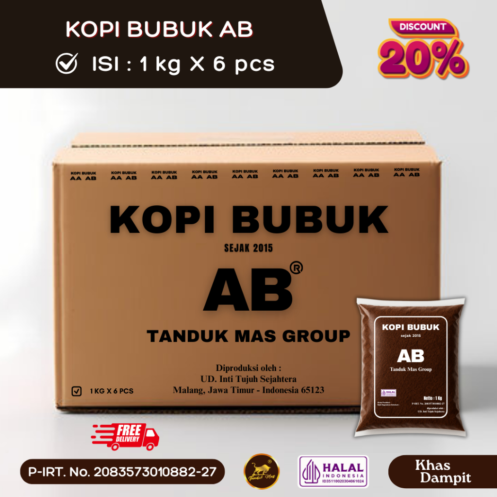 

Kopi Bubuk AB Khas Dampit 1kg × 6pcs