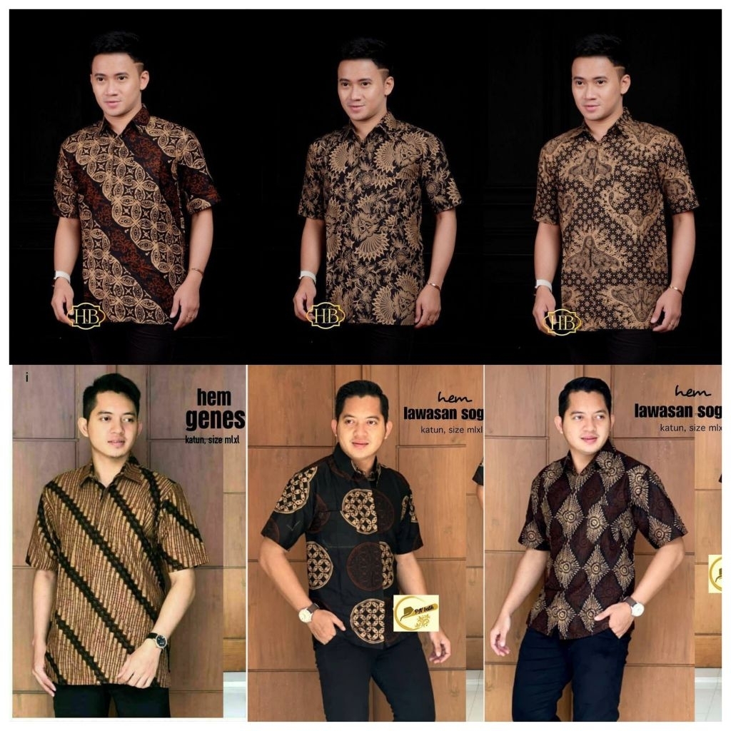 BATIK RISNA HRBO26 KENONGO BATIK PRIA LENGAN PENDEK KATUN  ATASAN PRIA LENGAN PENDEK