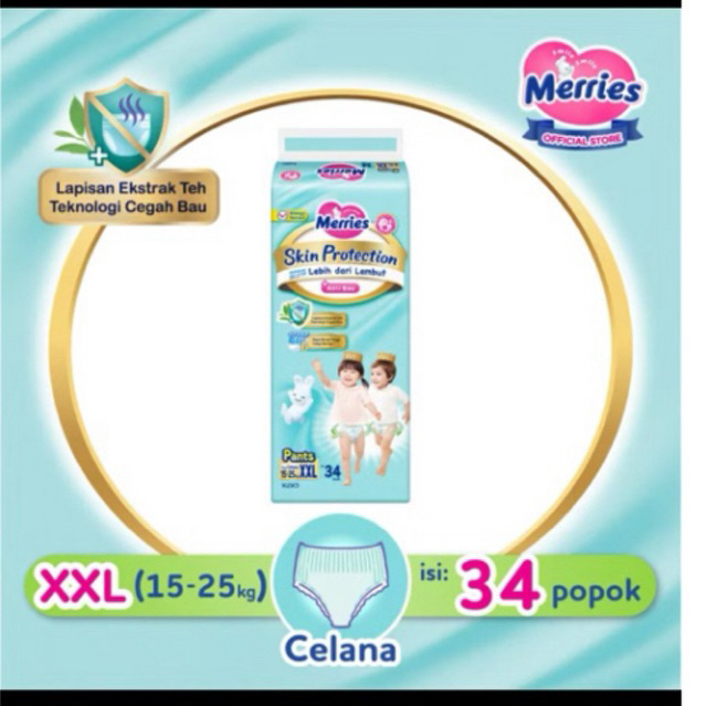 Merries Skin Protection Pants XXL 34 Pampers Popok Celana