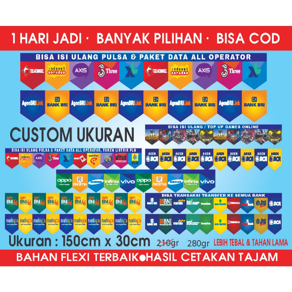 BESAR SPANDUK KONTER RENDA CUSTOM UKURAN REQUES