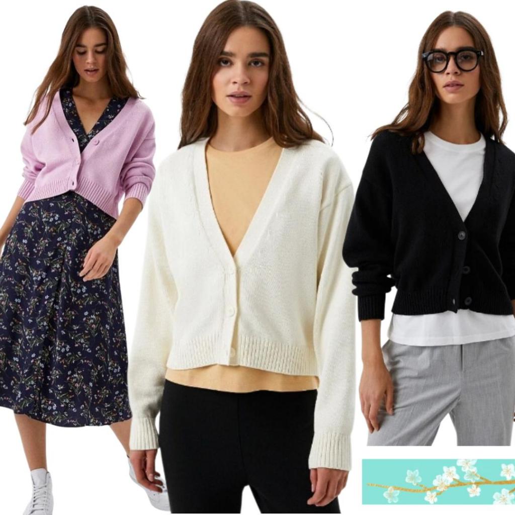 [17859] Unlqlo Cardigan Crop Kancing Cardigan Knit Dewasa