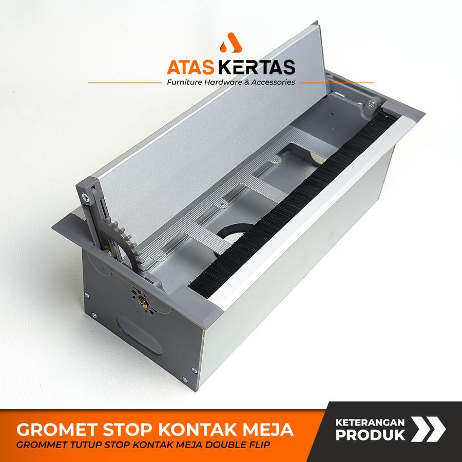 Stop Kontak Tanam Meja Custom Double Flip Aluminium Box Stop Kontak Tanam Meja 2 Arah