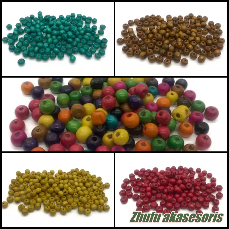 1 Pon Manik Kayu Bulat 6mm-20mm