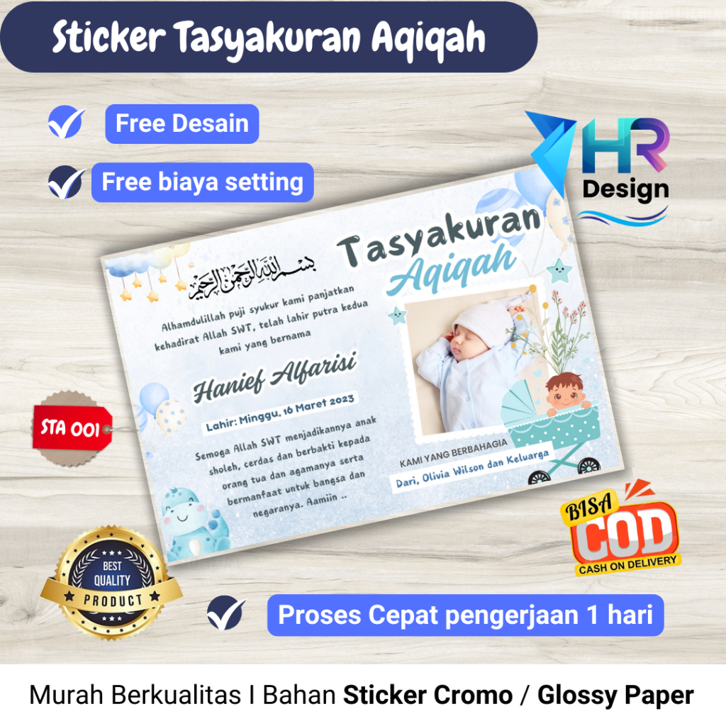 

Stiker Tasyakuran Aqiqah / Stiker Aqiqah / Stiker Tasyakuran Ukuran 18 x 12 ISI 16 PCS HR DESIGN