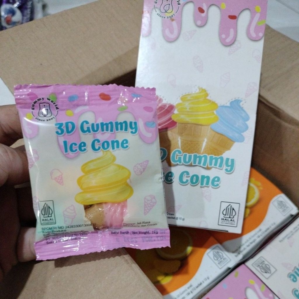 

3D GUMMY ICE CONE 1 BOX isi 12 pcs@15g