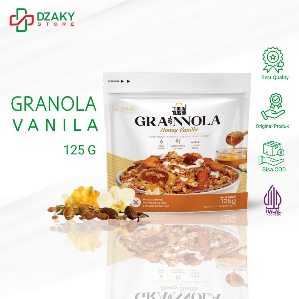 

Grainnola Timur Tengah Vanilla Honey 125 Gram Granola Cemilan Sehat Rendah Kalori Sereal & Snack