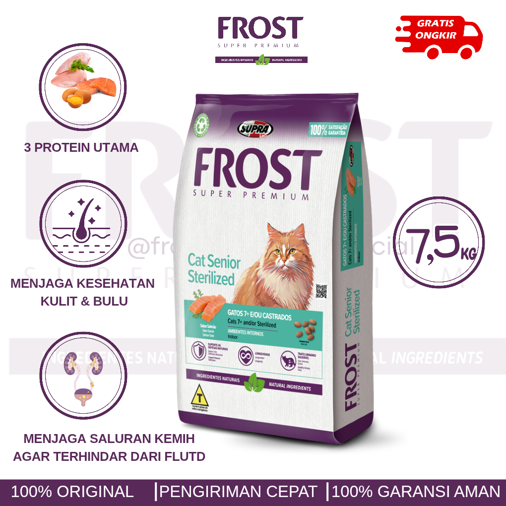 FROST CAT SENIOR 7,5 KG/ SUPER PREMIUM / CAT FOOD / MAKANAN KUCING / CAT FOOD SUPER PREMIUM