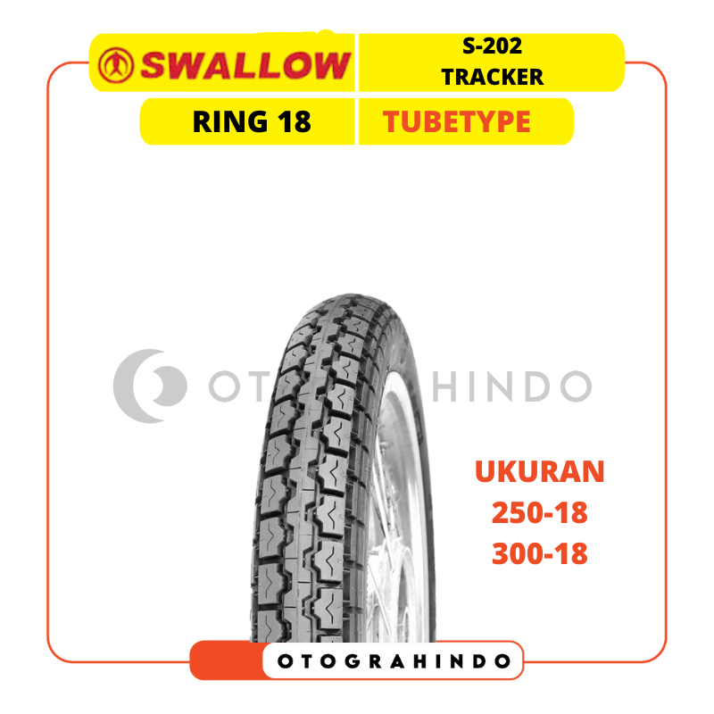 BAN LUAR MOTOR SWALLOW S-202 TRACKER RING 18 NON TUBELESS UKURAN 250 300-17 TUBETYPE BAN MOTOR BEBEK