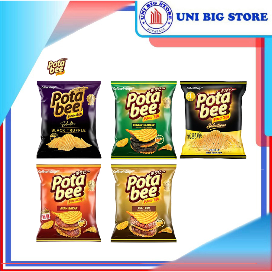 

Potabee Potato Chips Beef Chicken Seaweed Truffle 65 gr Keripik Kripik Kentang