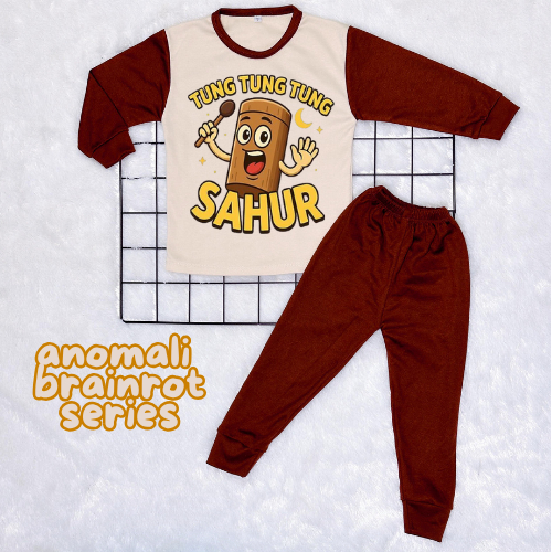 Dealshop Baju Tidur Anak Untuk Umur 1 - 10 Tahun Motif Tung Tung Tung Sahur / Setelan Anak Laki - La