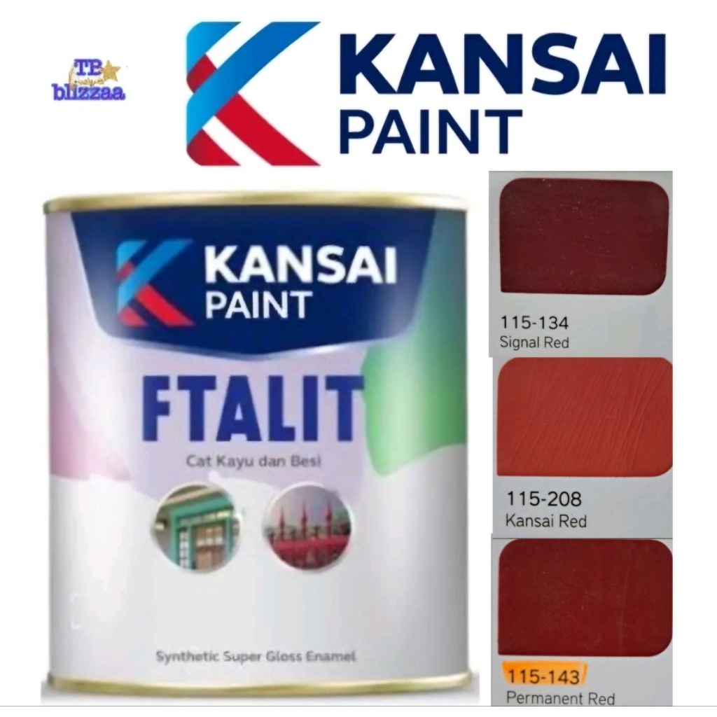 Ftalit Kansai Red 208 Signal Red 134 Permanent Red 143 Cat Kayu Besi Ftalit Merah Kansai Paint 1kg