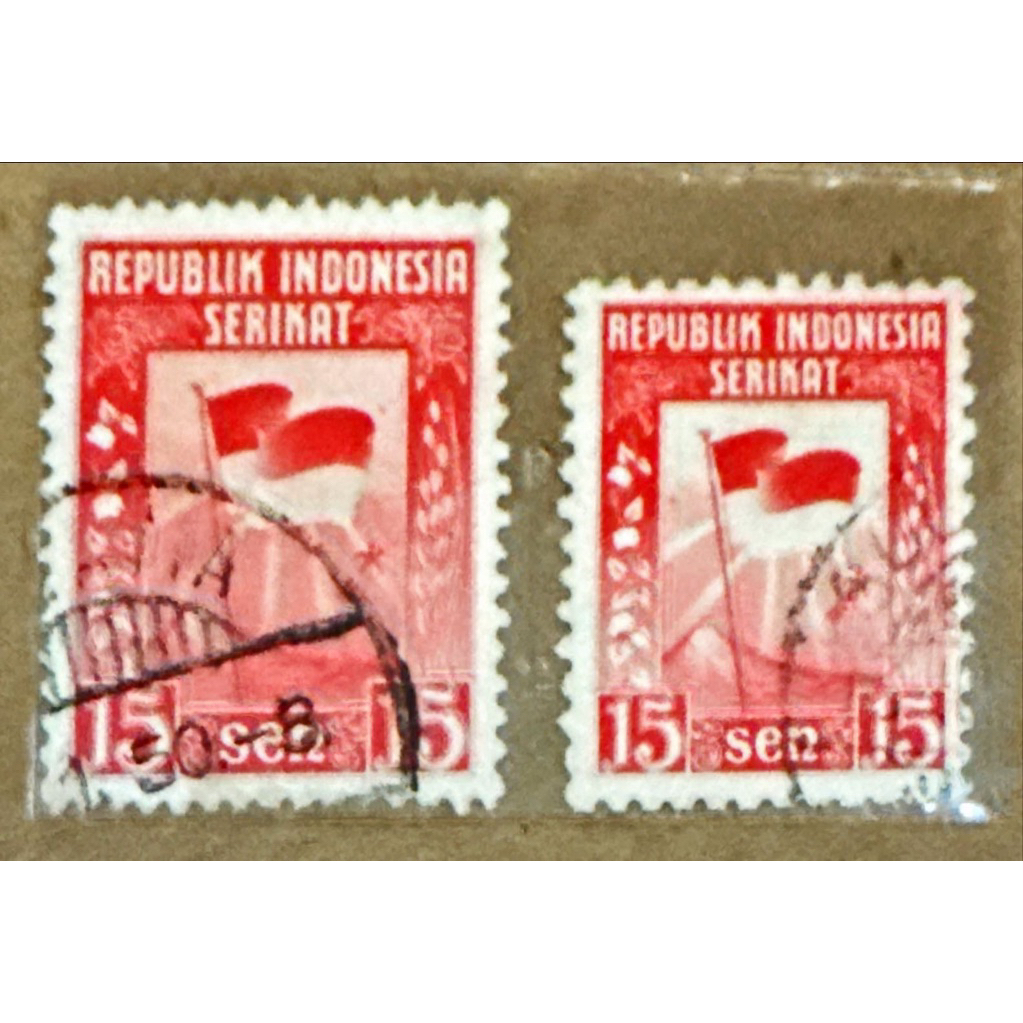 

(BA) PRANGKO INDONESIA 1950 BENDERA 2V COMPLIT SET. USED.