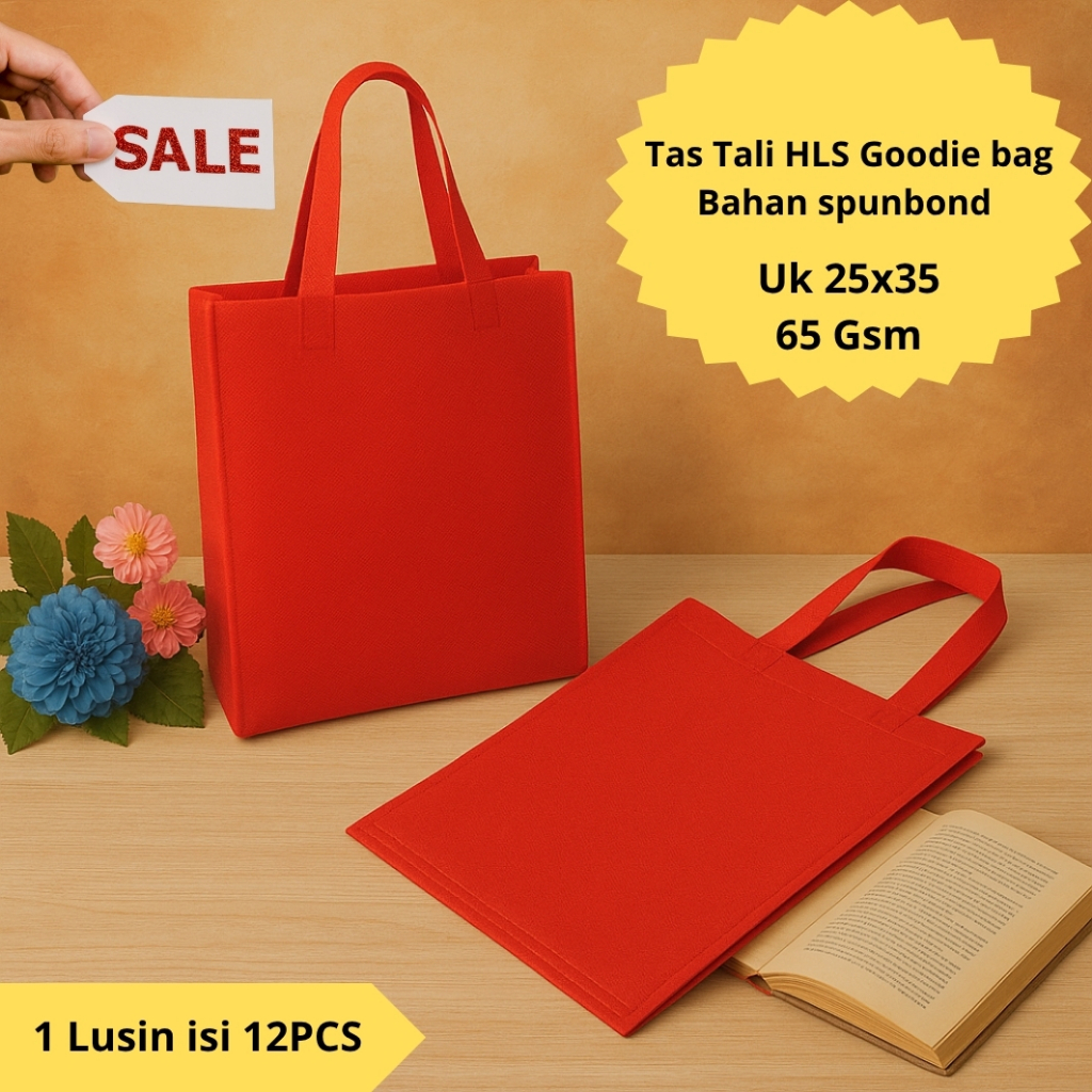 

Tas HLS goodie bag | Bahan SpundBound (1 Lusin isi 12 PCS) UK (25x35x8) 65gsm | stylish & ekonomis