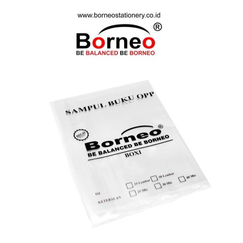

TBMO SAMPUL BUKU / SAMPUL BUKU OPP PLASTIK BOXY folio ISI 25 PCS BORNEO