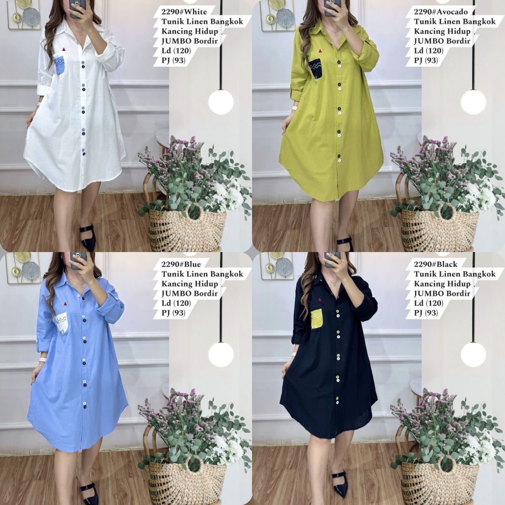 Tunik 2290 Tunik Jumbo Linen Bangkok - ELK