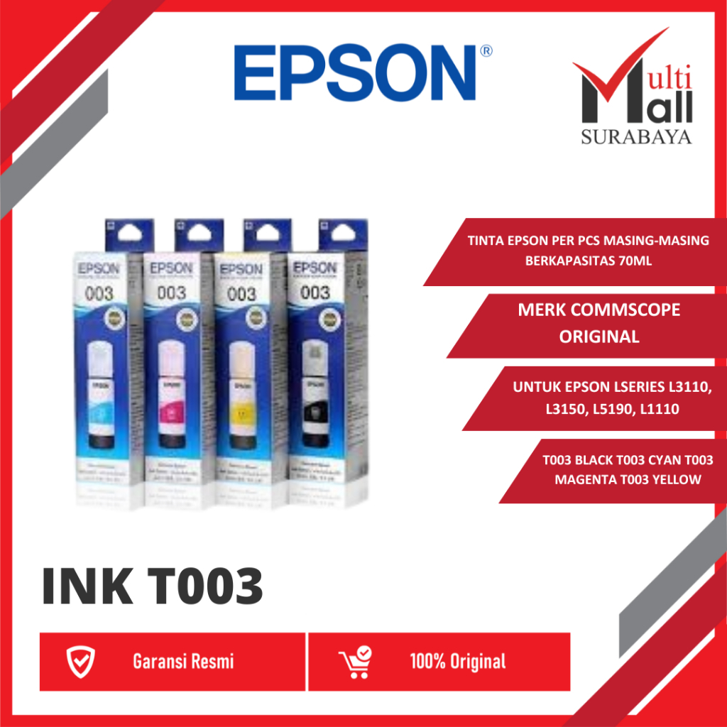 TINTA EPSON 003 ORIGINAL /INK PRINTER/EPSON L3110, L3150, L5190, L1110