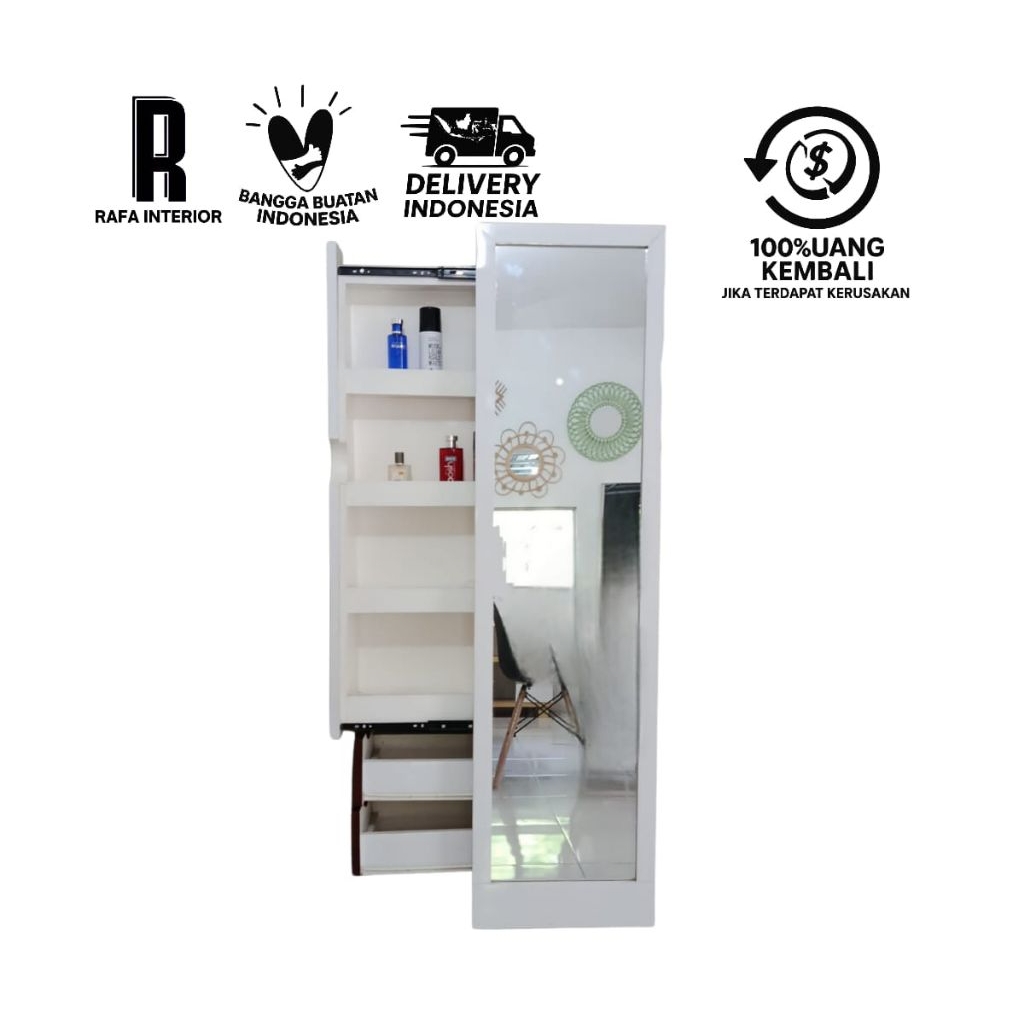 Standing Mirror Full Body | Standing Mirror Multifungsi | Cermin Berdiri Aestethic | Rak Kosmetik Ka